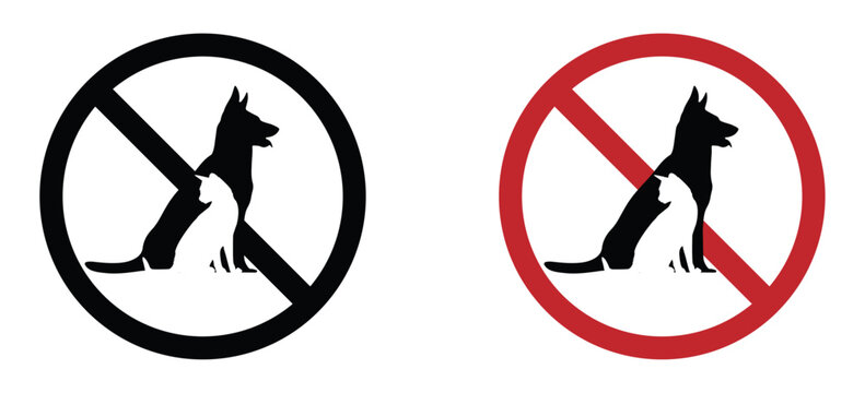 No pet allowed vector icons. Cat and dog no pet allowed vector signs