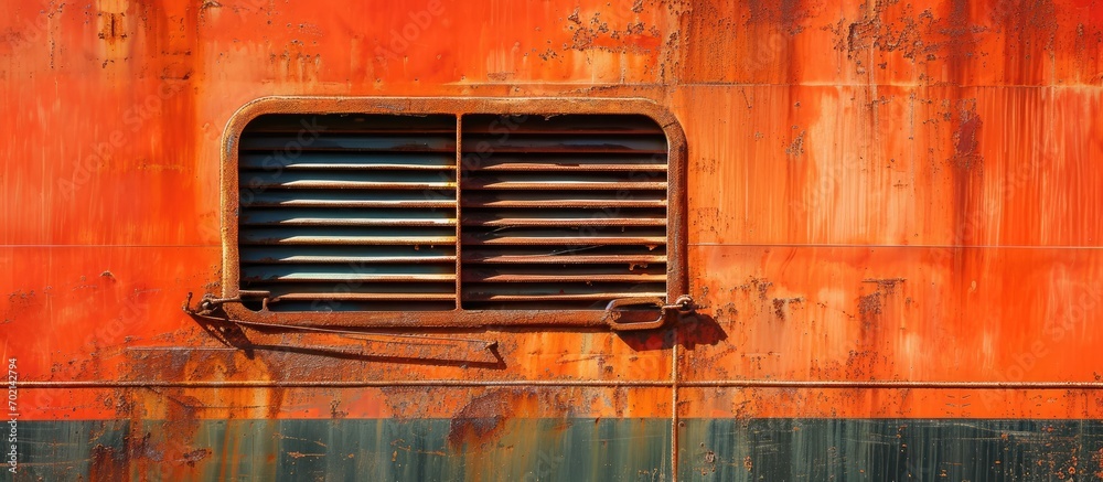 Poster A photo of cargo hold natural ventilation flap and louver fitted on hatch cover of a bulk carrier. with copy space image. Place for adding text or design