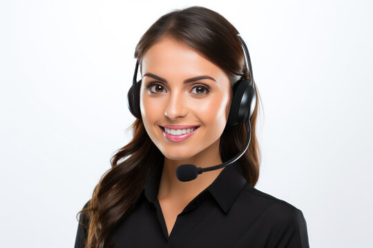 Smiling call center female operator