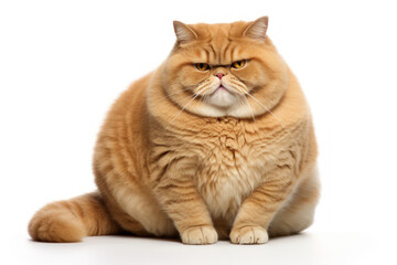 Fat overweight cat on white background