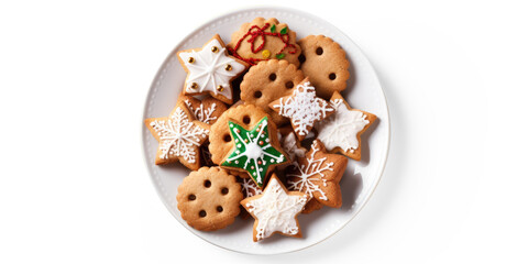 Christmas Cookies top view angle on isolate transparency background, PNG