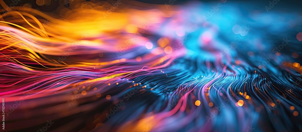 Poster abstract fractal wave multi color motion glowing lines for creative imaginative backgrounds ideas fo