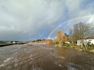 Rainbow over Exeter Quayside in East Devon, UK