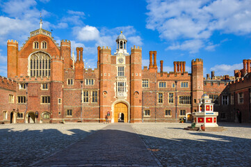 Courtyard of Hampton Court palace in London, UK