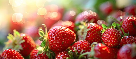 delicious and sweet strawberry fruit harvest. with copy space image. Place for adding text or design