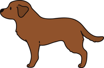 Simple and cute illustration of chocolate colored Labrador Retriever in side view