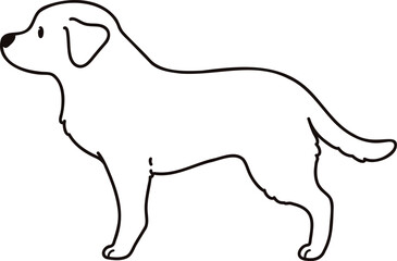 Simple and cute illustration of Labrador Retriever in side view with only outlines