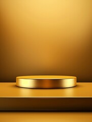 Gold luxury product display or elegance podium pedestal on abstract golden cloth background with presentation backdrops stage showcase, empty podium, copy space - generative ai