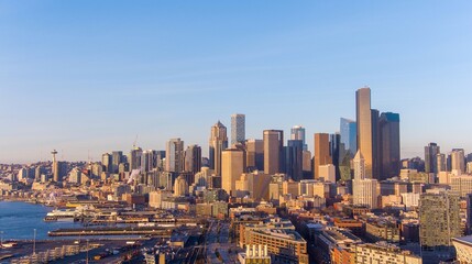 Seattle, Washington skyline in December - obrazy, fototapety, plakaty