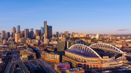 Seattle, Washington skyline in December - obrazy, fototapety, plakaty