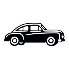 Retro car black vector icon on white background