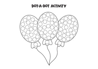 Dot a dot game for preschool kids. Three balloons.