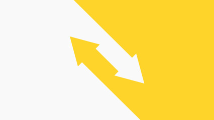 Two arrows pointing in opposite directions diagonally. Yellow and white background.  - obrazy, fototapety, plakaty