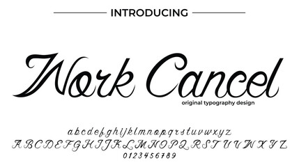 Work Cancel. Handdrawn calligraphic vector font for hand drawn messages. Modern gentle calligraphy - obrazy, fototapety, plakaty