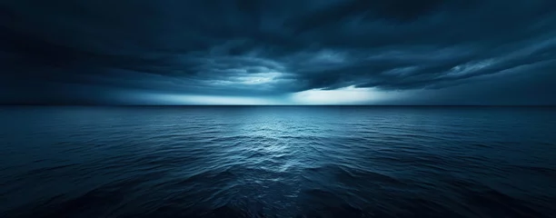 Tuinposter Dark sea surface with a dramatic cloudy sky above. Approaching storm. Generative AI © AngrySun