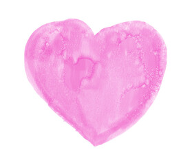 手描きの水彩テクスチャ　ハート　ピンク