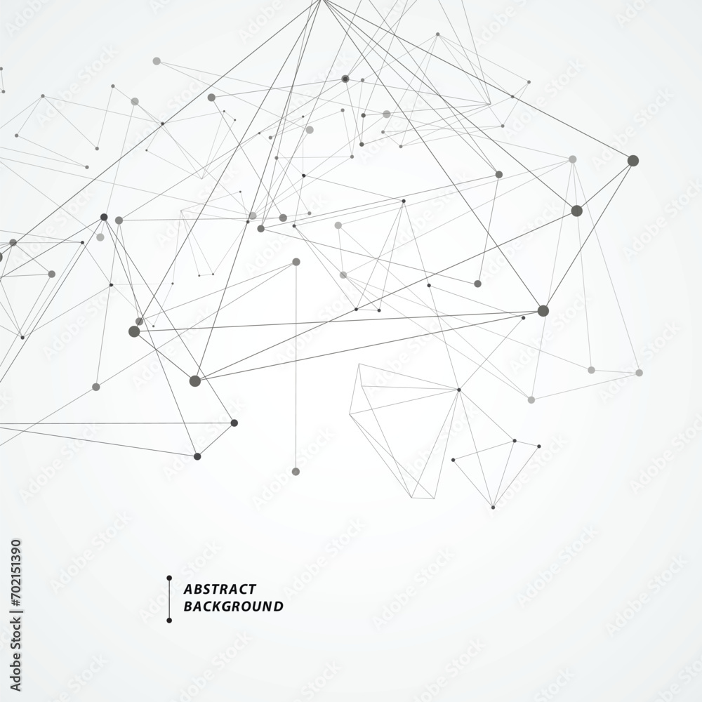 Fototapete Geometric concept structure network. Abstract polygonal with connecting dots and lines. Connection science vector background