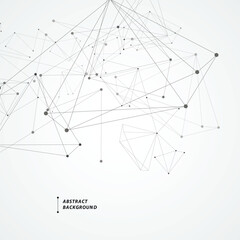 Geometric concept structure network. Abstract polygonal with connecting dots and lines. Connection science vector background