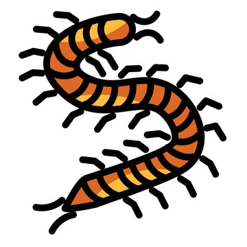 orange centipede crawling black outline clip art preview
