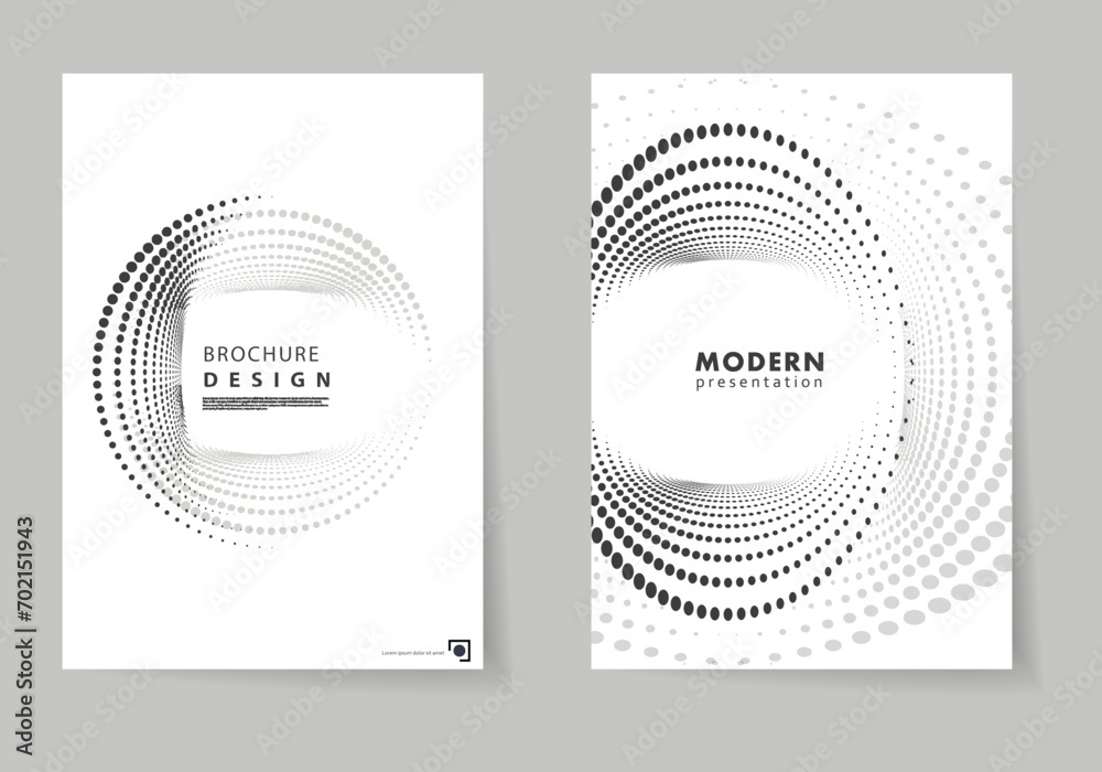 Aufkleber abstract dotted vector background. halftone effect shape backdrop. set of cover brochure