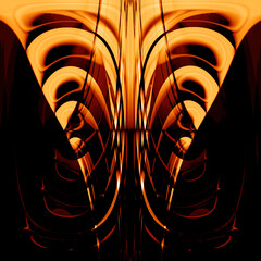 golden brown art-deco style hoop and loop on a black background