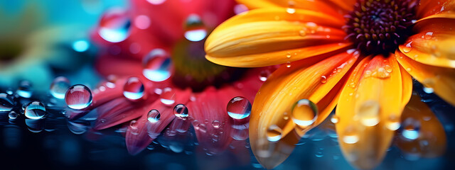 Nature's Magnifying Glass: Raindrops on Blooming Petals
