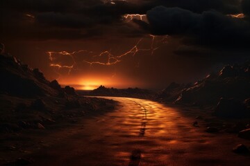 dramatic road , road to the light