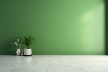 Empty room green marble floor, Modern cozy mock-up furniture decor and white empty living room, and empty wall background