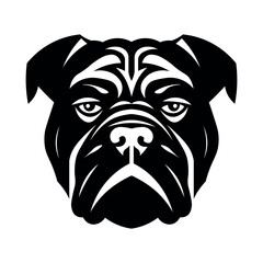 Bulldog black vector icon on white background