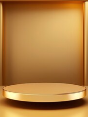 Gold luxury product display or elegance podium pedestal on abstract golden cloth background with presentation backdrops stage showcase, empty podium, copy space - generative ai