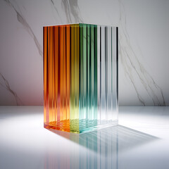 3d render glass product podium. glass morphism, abstract modernism 