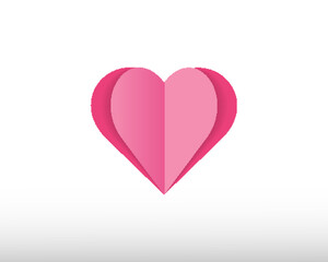 White paper cut love heart for Valentine's day. Minimal flat red love symbol.