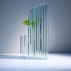 3d render glass product podium. glass morphism, abstract modernism 