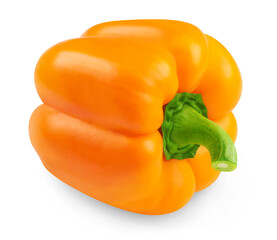 Pepper isolated. Orange bell pepper on a transparent background.