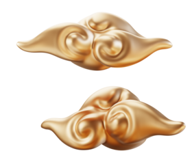 Realistic various gold chinese fluffy clouds isolated. 3D Elements asian festival for banner, poster, flyers, greeting card. 3d rendering