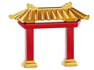 Happy chinese new year wealth and prosperity with chinese gate entrance. 3D Elements asian festival...