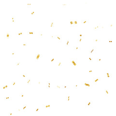 Realistic Confetti Golden tinsel, confetti fall from the sky on a transparent background. 3D...