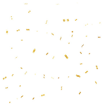 Realistic Confetti Golden tinsel, confetti fall from the sky on a transparent background. 3D Elements asian festival for Holiday, birthday, banner, poster, flyers, greeting card. 3d rendering