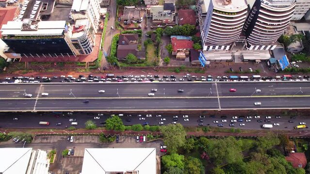 Aerial drone stock footage Nairobi expressway westlands