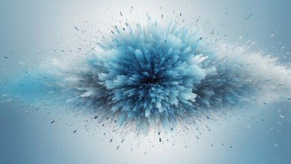 Explosion of baby-blue and white particles, radiating outwards, creating a soft and calming effect against a light blue background.