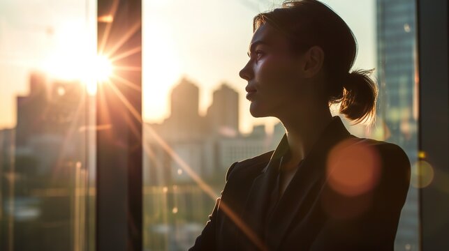 Businesswoman Looking Ahead In Business Office 