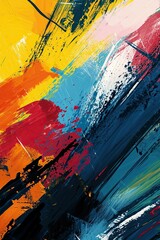 Abstract Brushstrokes: Incorporate dynamic and expressive brushstrokes in various colors, creating an abstract and artistic background , vector comic, minimalist, poster background, copy space 