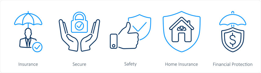 A set of 5 Insurance icons as insurance, secure, safety