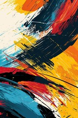 Abstract Brushstrokes: Incorporate dynamic and expressive brushstrokes in various colors, creating an abstract and artistic background , vector comic, minimalist, poster background, copy space 