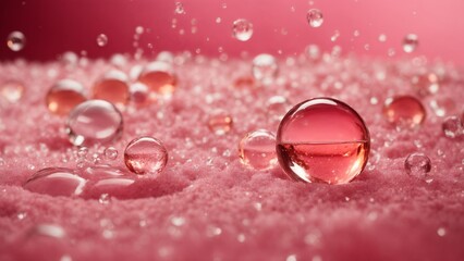 Fototapeta premium Water bubble in a pink background