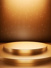 Gold luxury product display or elegance podium pedestal on abstract golden cloth background with presentation backdrops stage showcase, empty podium, copy space - generative ai