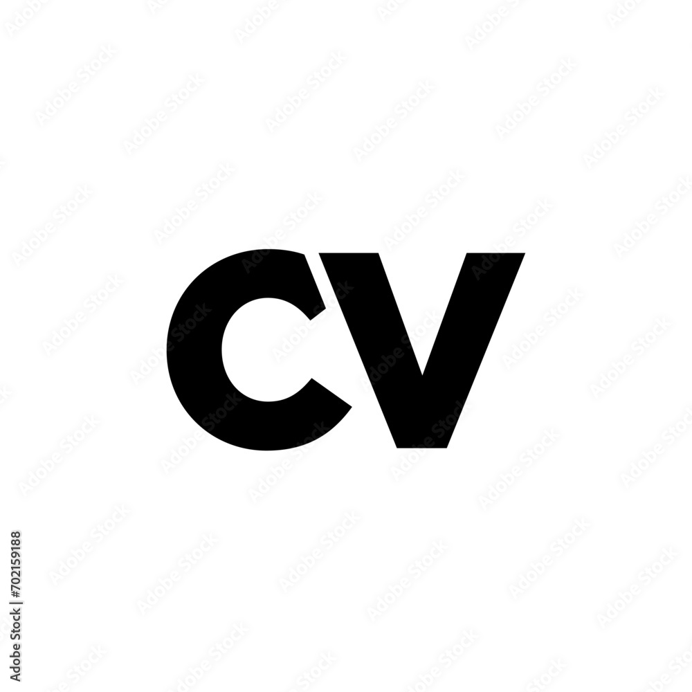 Fototapete letter c and v, cv logo design template. minimal monogram initial based logotype.