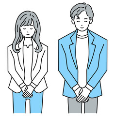 お辞儀をするビジネスパーソン(男性&女性)