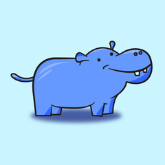 Hippo illustration for children's party, cards, invitations. Illustration for t-shirt, bag