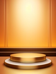 Gold luxury product display or elegance podium pedestal on abstract golden cloth background with presentation backdrops stage showcase, empty podium, copy space - generative ai